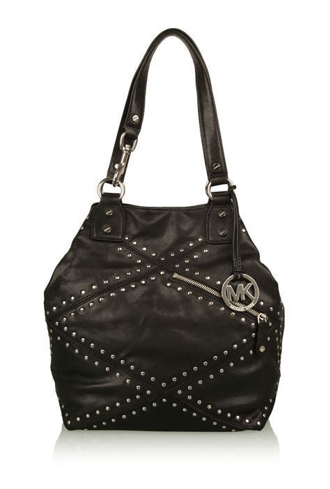 michael kors black studded bag|michael kors black shoulder bag.